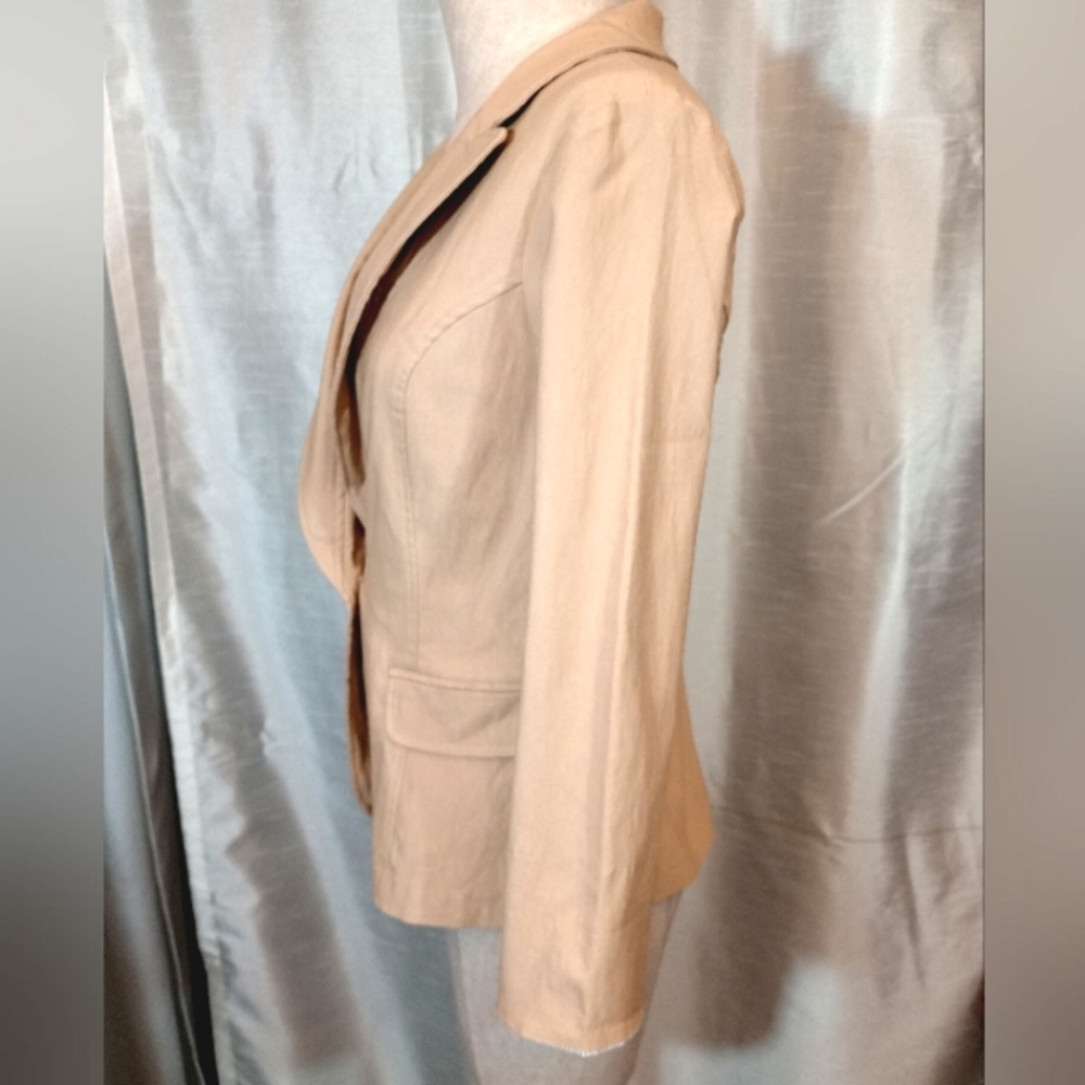 Papaya TAG Girls Blazer, RollUp- 3/4 to down sleeve, BttnUp, Collar, tan, L - Picture 7 of 11